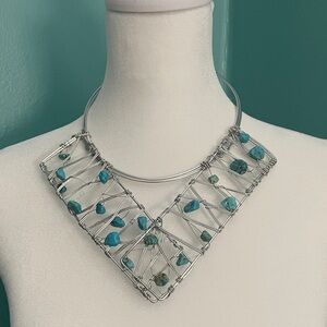 Silver and Turquoise Wire Necklace